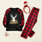 Lovely Family O Neck Printed Red Father Two-piece 