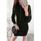 Lovely Sweet Hollow-out Black Mini Dress