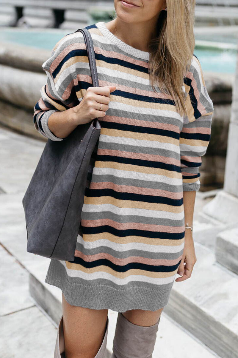

Lovely Striped Multicolor Mini Dress, Multicolor stripe