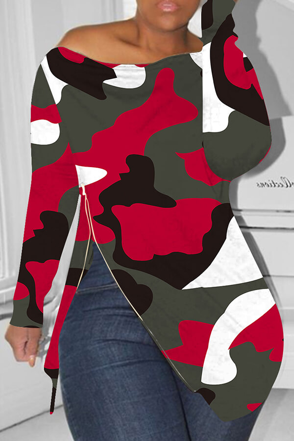 

Lovely Casual Print Red T-shirt
