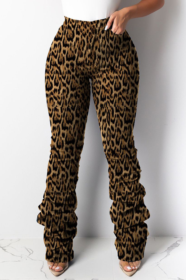 

Lovely Casual Leopard Printed Brown Pants