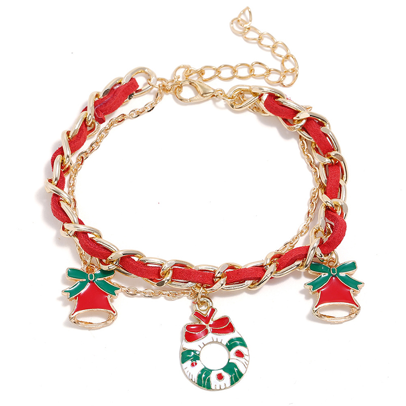 Lovely Christmas Day Patchwork Red Alloy Bracelet