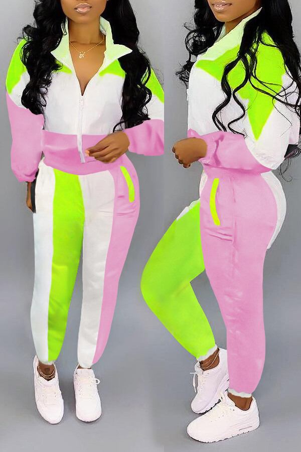 

Lovely Trendy Patchwork Pink Two-piece Pants Set