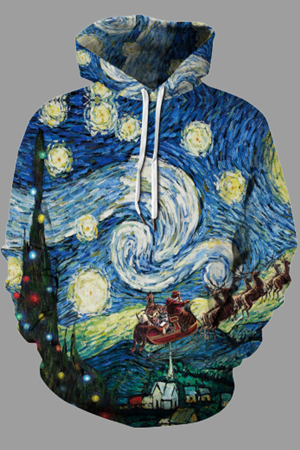 

Lovely Chic Hooded Collar Printed Multicolor Plus Size Hoodie, Multi