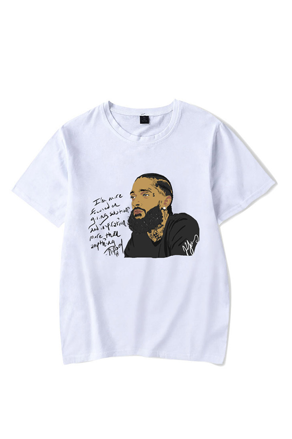 Lovely Casual Figure Printed White T-shirt