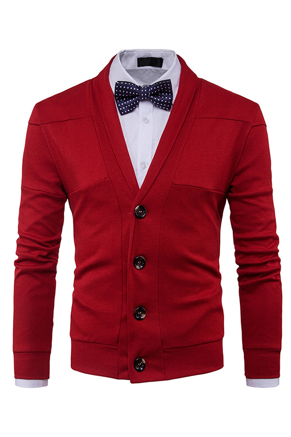 

Lovely Chic Buttons Design Red Cardigan(Without Shirt