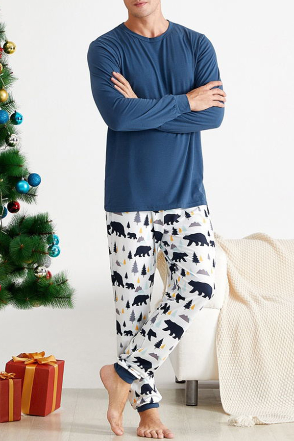 

Lovely Family Printed White Father Two-piece Pants Set