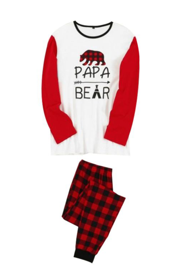 

Lovely Family Printed Red Father Two-piece Pants Set