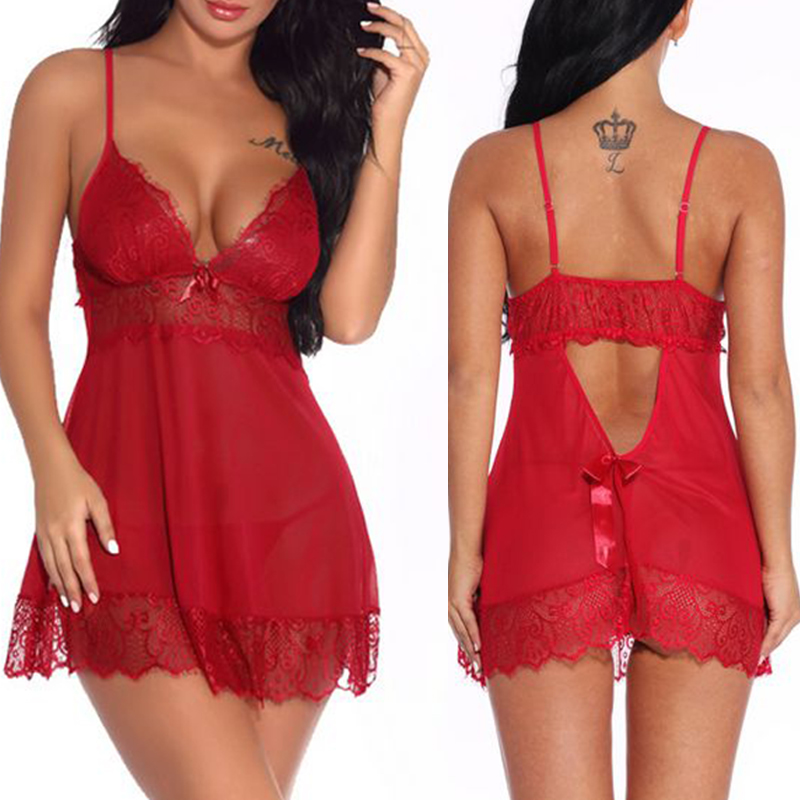 

Lovely Sexy See-through Wine Red Babydolls