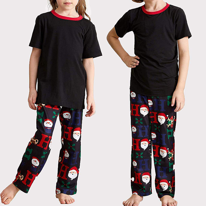 

Lovely Family Printed Black Kids Two-piece Pants Set