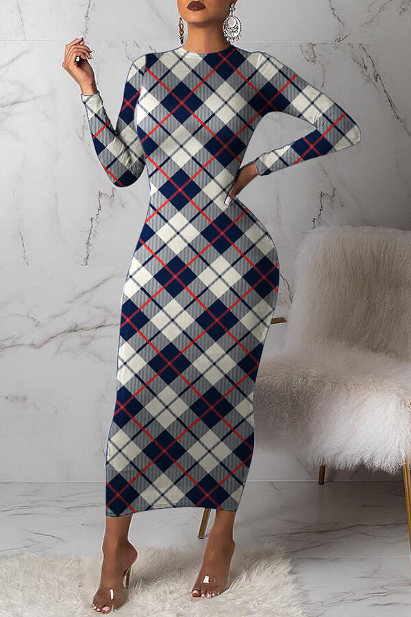 

Lovely Trendy Grid Printed Red Ankle Length Dress