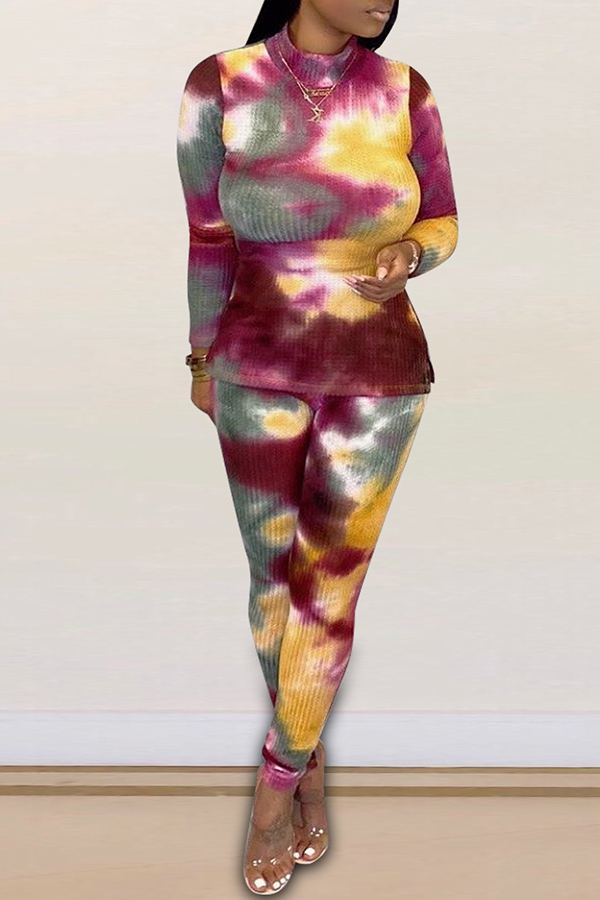 

Lovely Casual Tie-dye Red Two-piece Pants Set