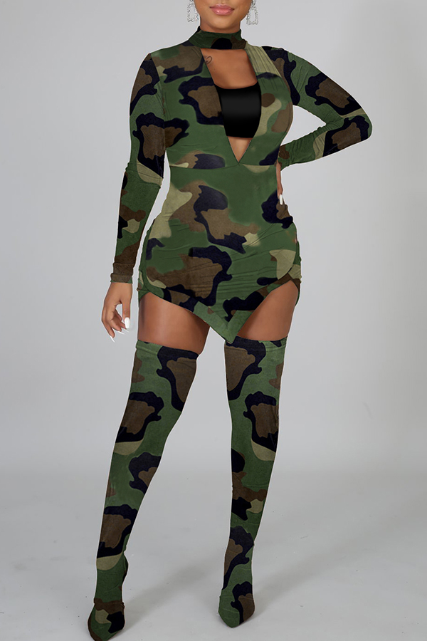 

Lovely Sexy Camouflage Printed Two-piece Pants Set, Camo