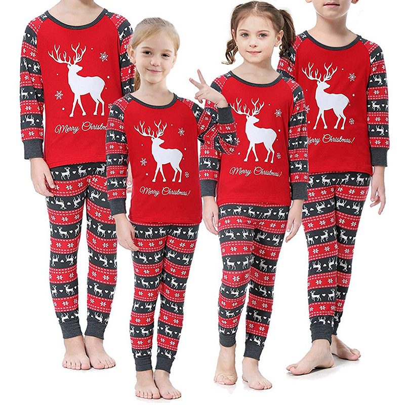 

Lovely Family Printed Red Girls Two-piece Pants Set