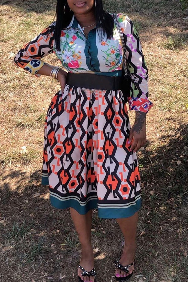 

Lovely Casual Printed Multicolor Knee Length Dress, Multi