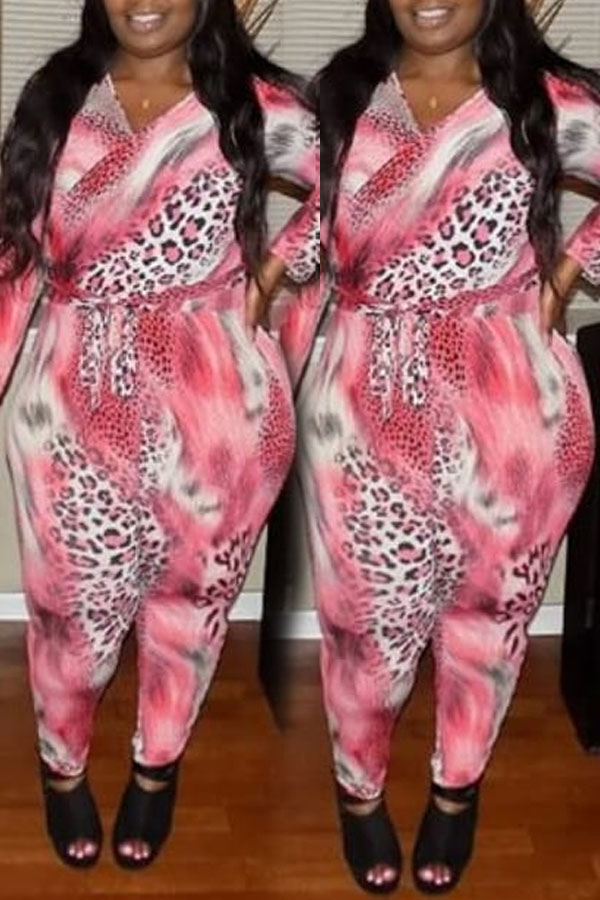 

Lovely Casual Printed Multicolor Plus Size One-piece Jumpsuit, Multi