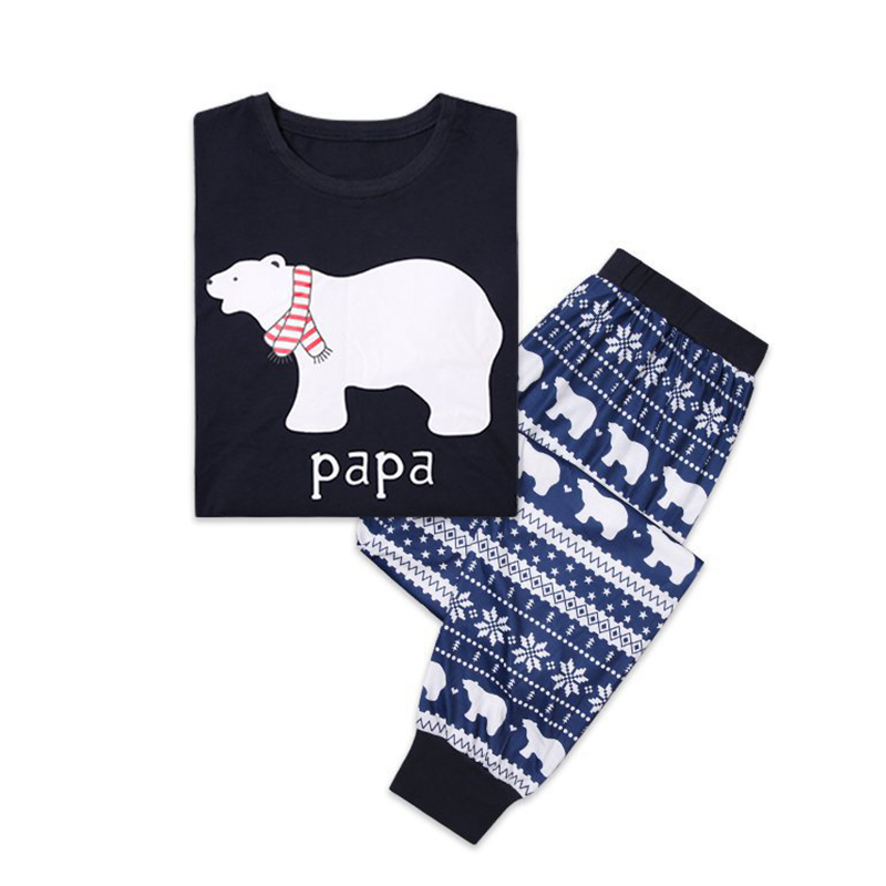 

Lovely Family Bear Printed Dark Blue Father Two-piece Pants Set