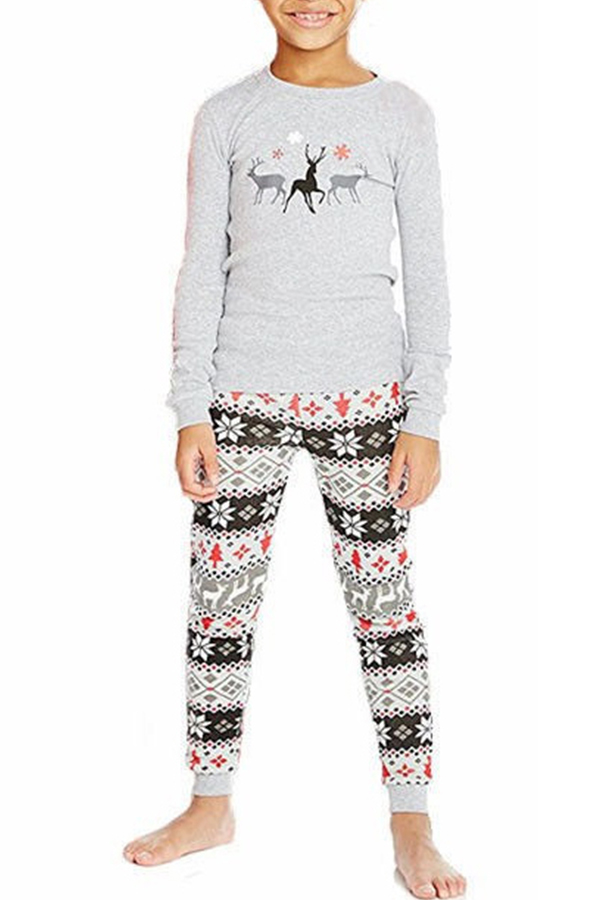 

Lovely Family Printed Grey Kids Two-piece Pants Set