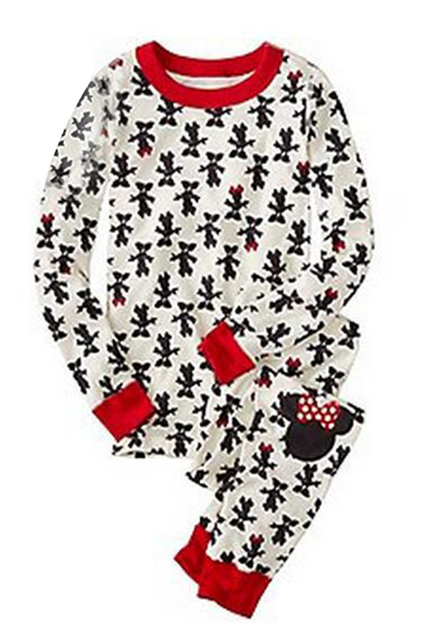 Cheap Girls Two Piece Lovely Family Printed White Kids Two-piece Pants