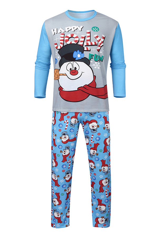 

Lovely Family Santa Claus Printed Blue Father Two-piece Pants Set