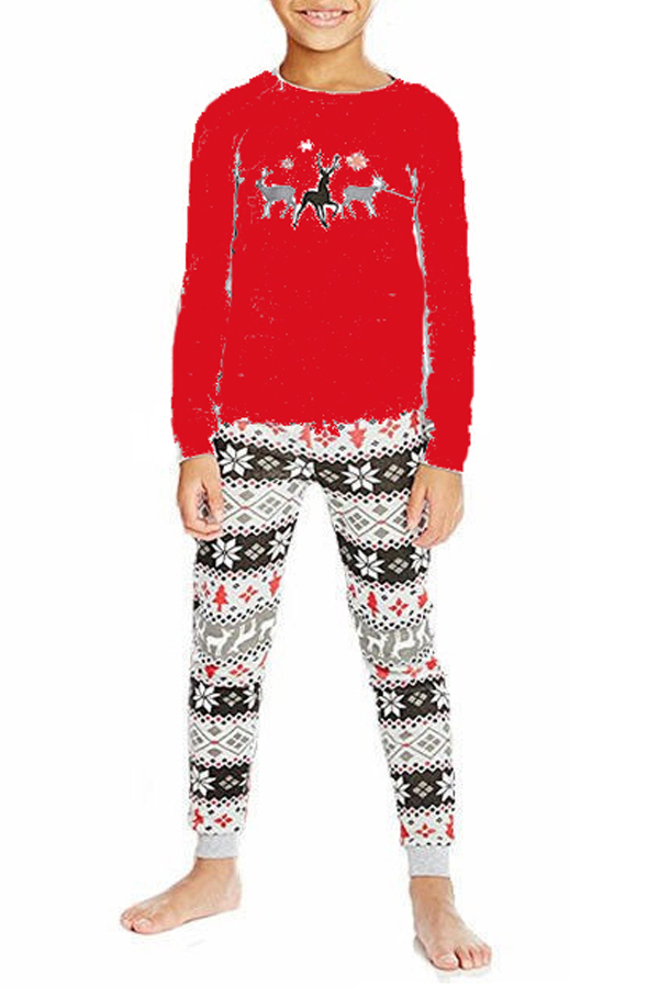 

Lovely Family Printed Red Kids Two-piece Pants Set