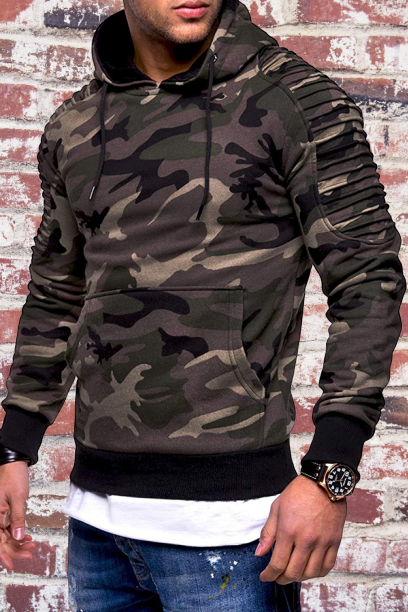 Cheap Hoodies Lovely Casual Camouflage Printed Army Green Hoodie