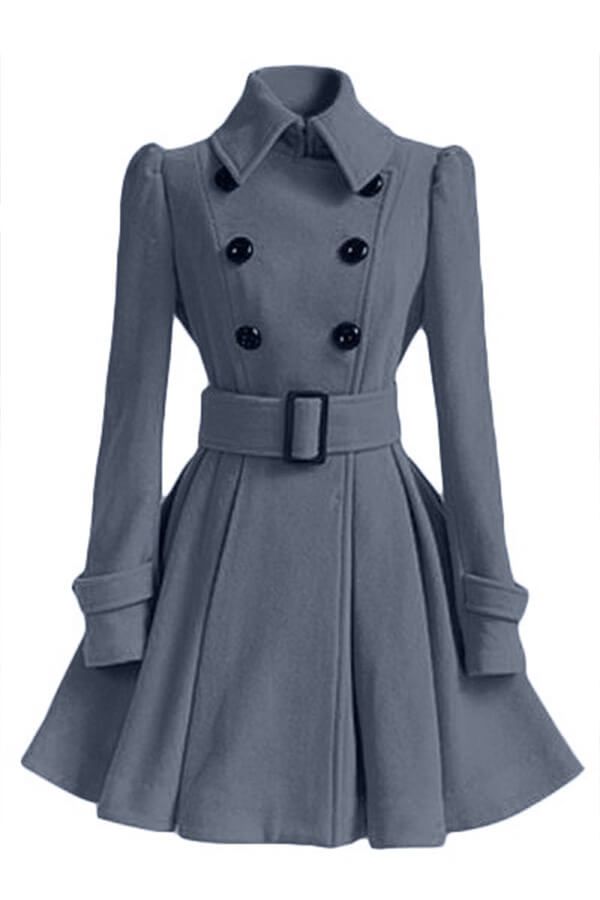 

Lovely Casual Buttons Design Grey Trench Coat