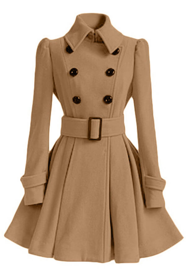 Cheap Trench Coats Lovely Casual Buttons Design Khaki Trench Coat