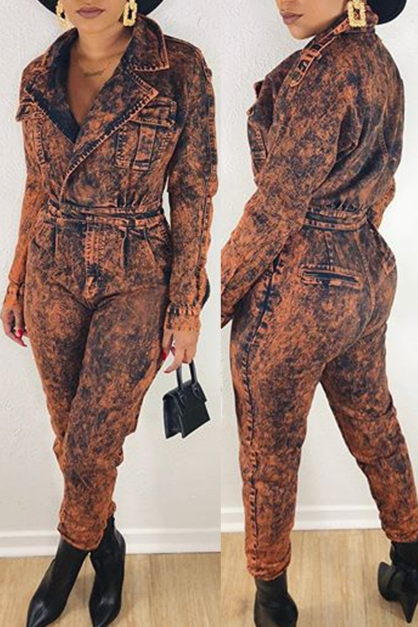 

Lovely Trendy Printed Brown One-piece Jumpsuit