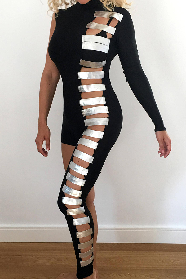 

Lovely Sexy Hollow-out Black One-piece Jumpsuit