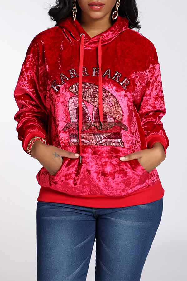 

Lovely Casual Hooded Collar Red Hoodie