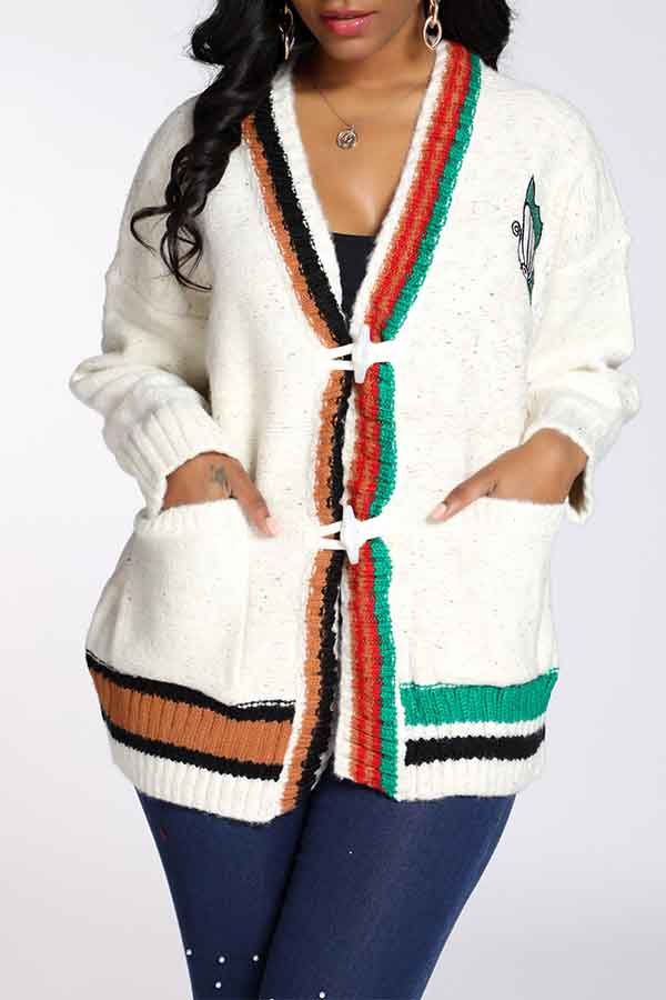 Cheap Cardigans Lovely Casual Patchwork White Cardigan