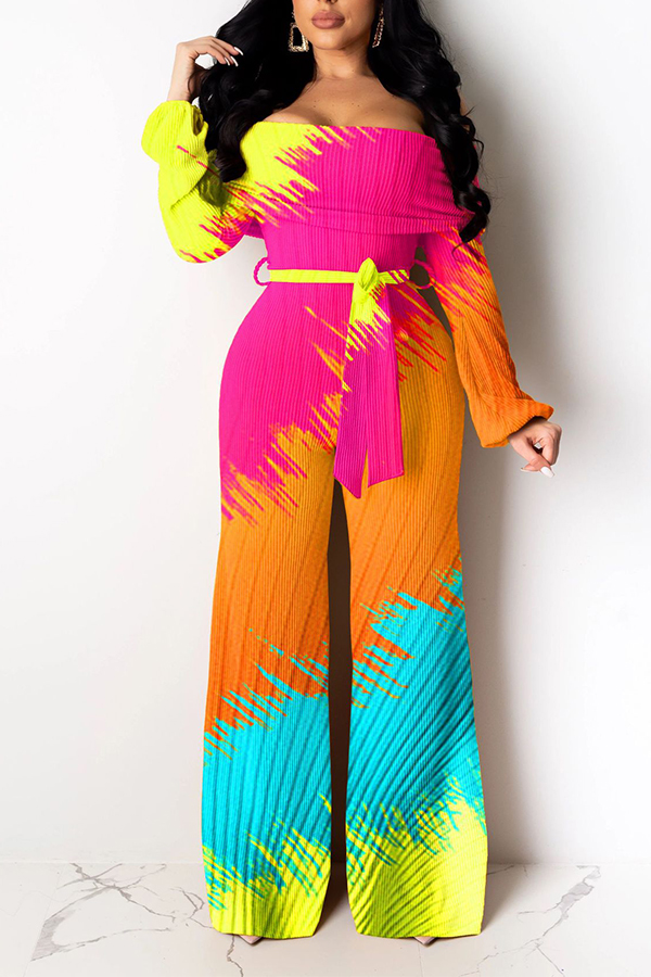 

Lovely Leisure Printed Loose Multicolor Two-piece Pants Set, Multi