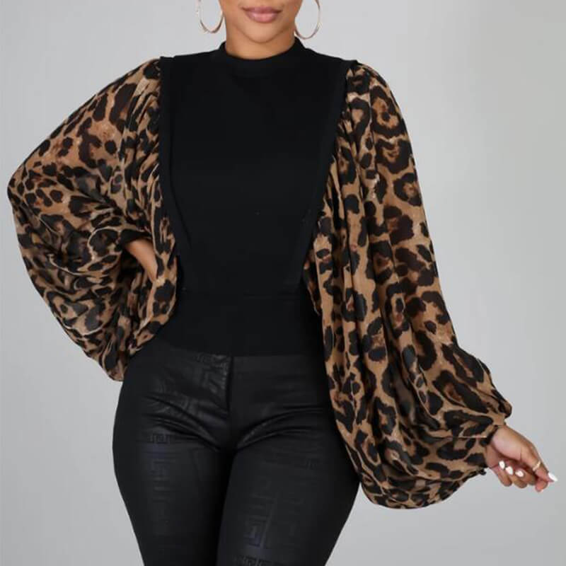 

Lovely Casual Patchwork Black Blouse
