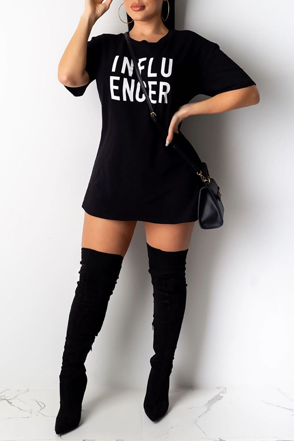 

Lovely Casual Letter Printed Black Two-piece Shorts Set