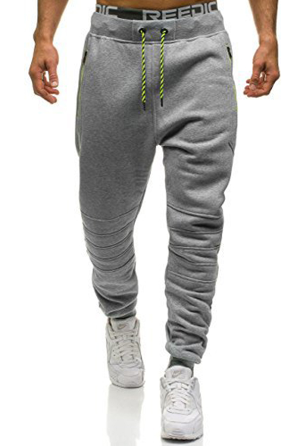 

Lovely Casual Lace-up Light Grey Pants