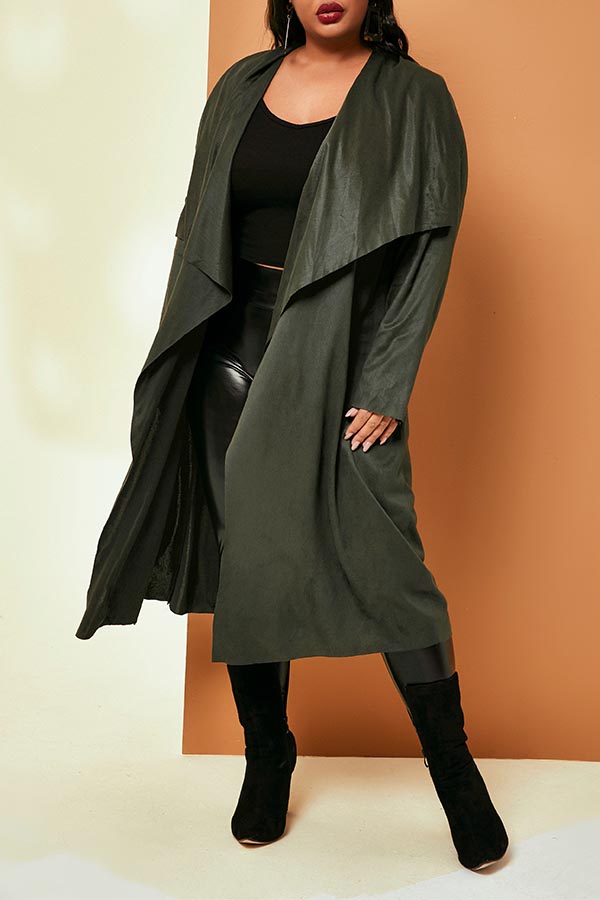 

Lovely Casual Lace-up Loose Army Green Plus Size Coat