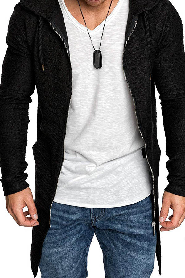 

Lovely Casual Hooded Collar Zipper Design Black Hoodie
