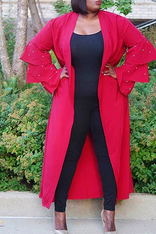 

Lovely Casual Loose Red Coat
