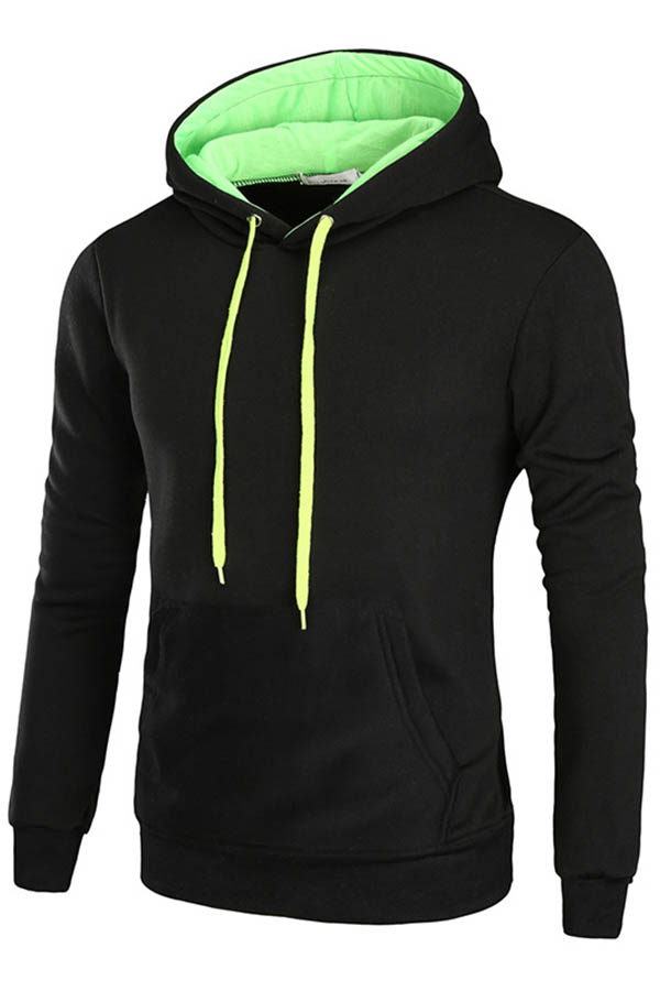 

Lovely Trendy Hooded Collar Patchwork Black Hoodie