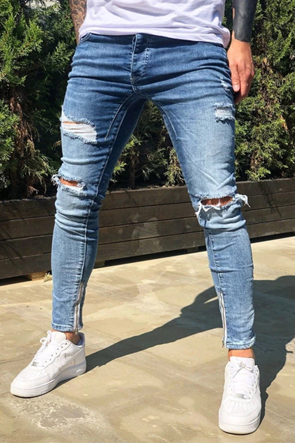 

Lovely Casual Hollow-out Blue Jeans