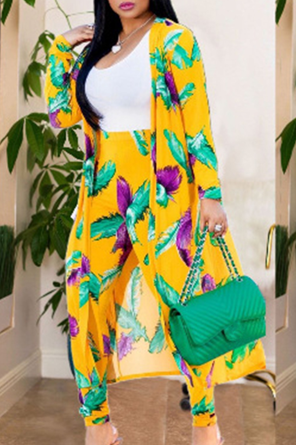 

Lovely Bohemian Printed Yellow Two-piece Pants Set