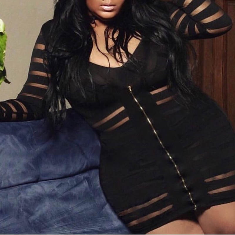 

Lovely Plus Size Casual Patchwork Black Mini Dress