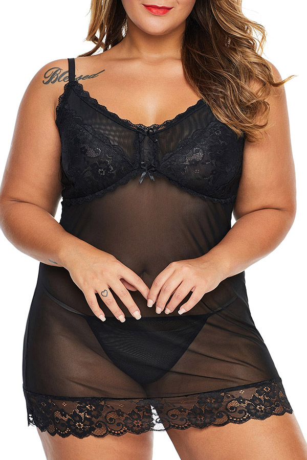 

Lovely Sexy See-through Black Babydolls