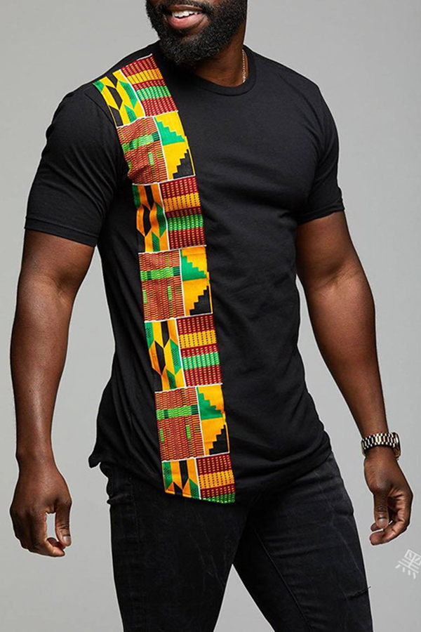 

Lovely Casual O Neck Geometric Black Shirt