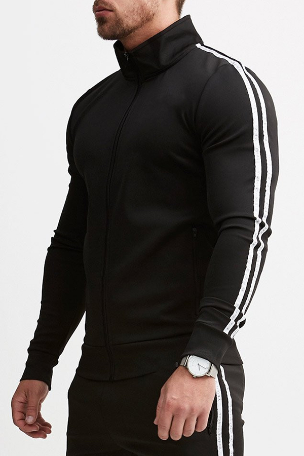 

Lovely Casual Striped Black Two-piece Pants Set