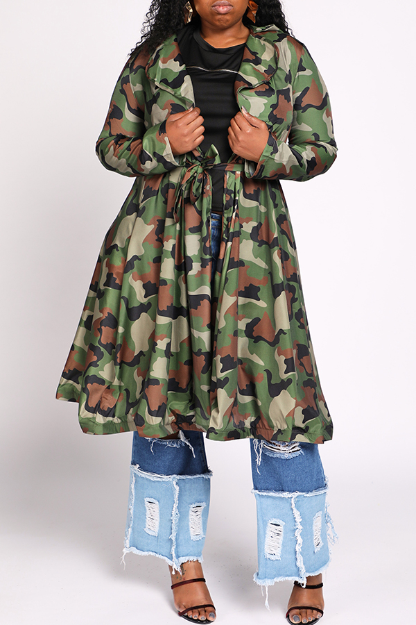

Lovely Casual Camo Print Plus Size Coat