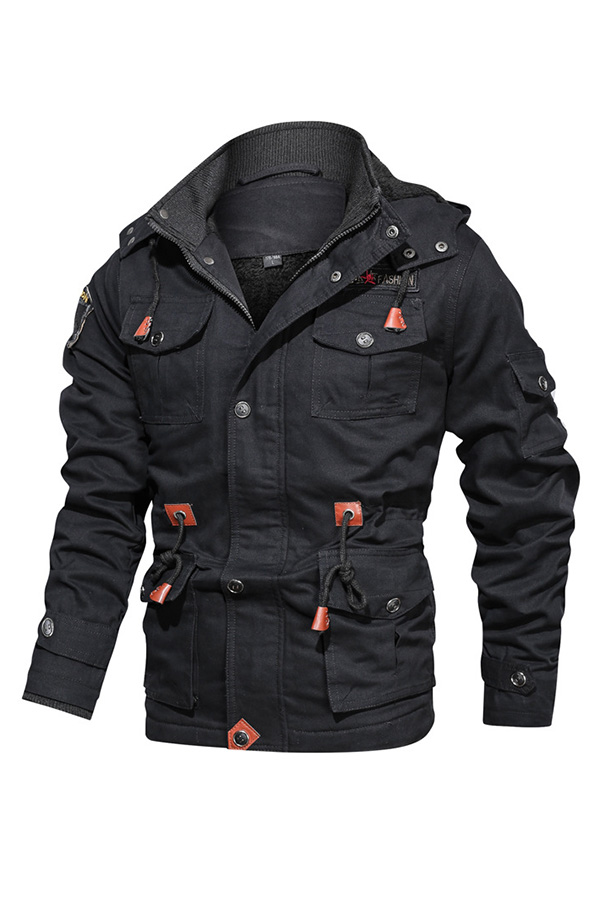 

Lovely Casual Patchwork Black Jacket