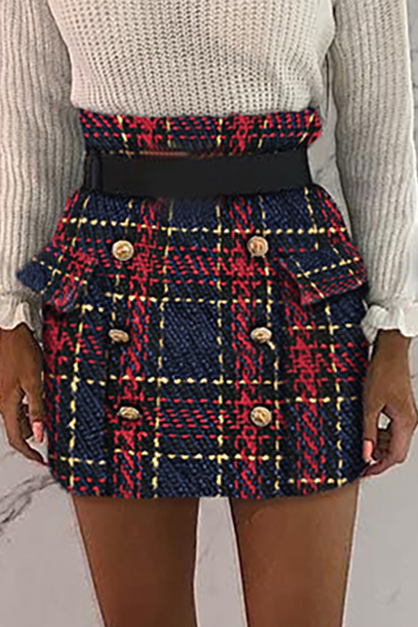 

Lovely Sweet Plaid Multicolor Mini Skirt, Multi