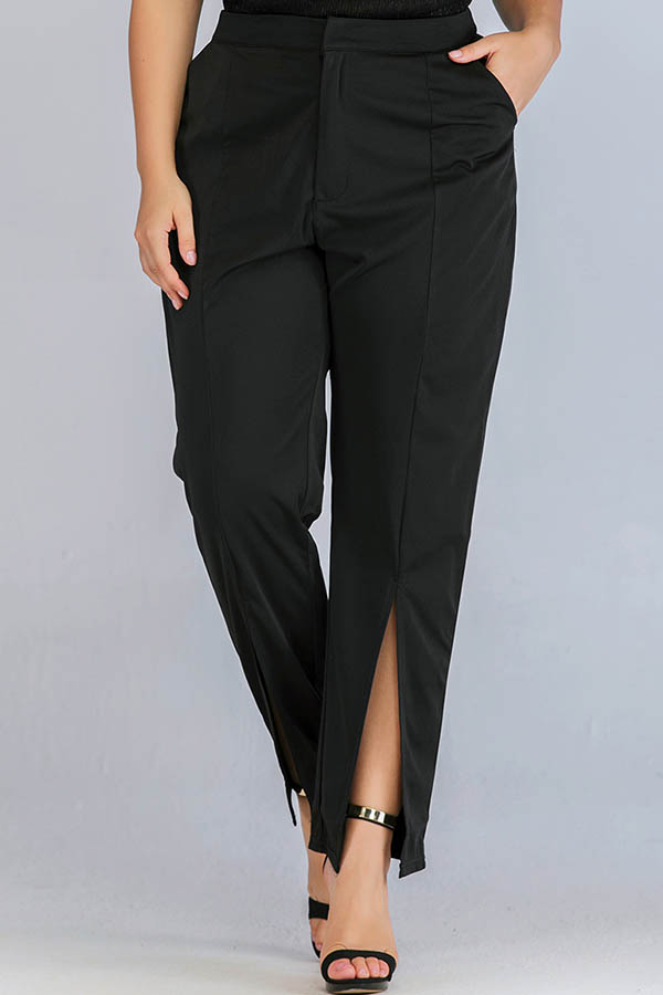 

Lovely Casual Basic Black Plus Size Pants